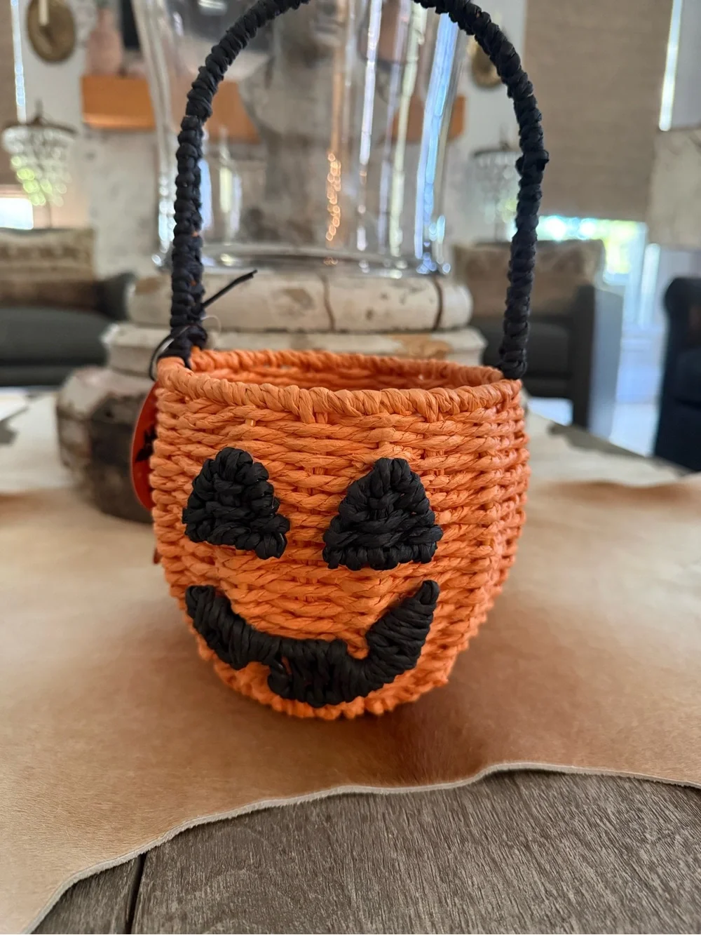 Brand NWT Handwoven Orange Pumpkin Basket